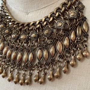 Boho Antique Yemen Look Veil Fringe Necklace